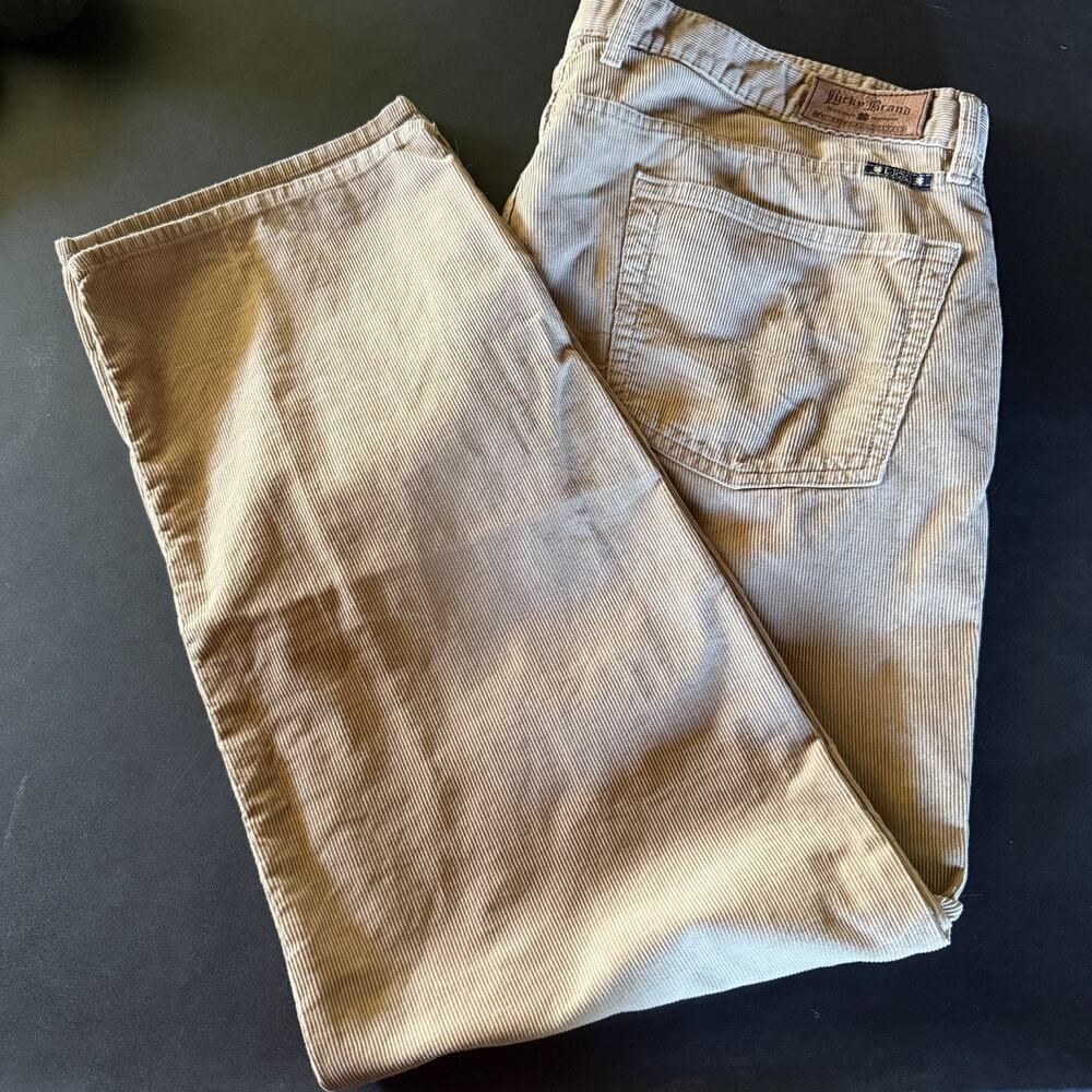 Lucky Brand 361 Vintage Straight Corduroy Pants Mens 40x32 Khaki Beige Cotton - Picture 2 of 12